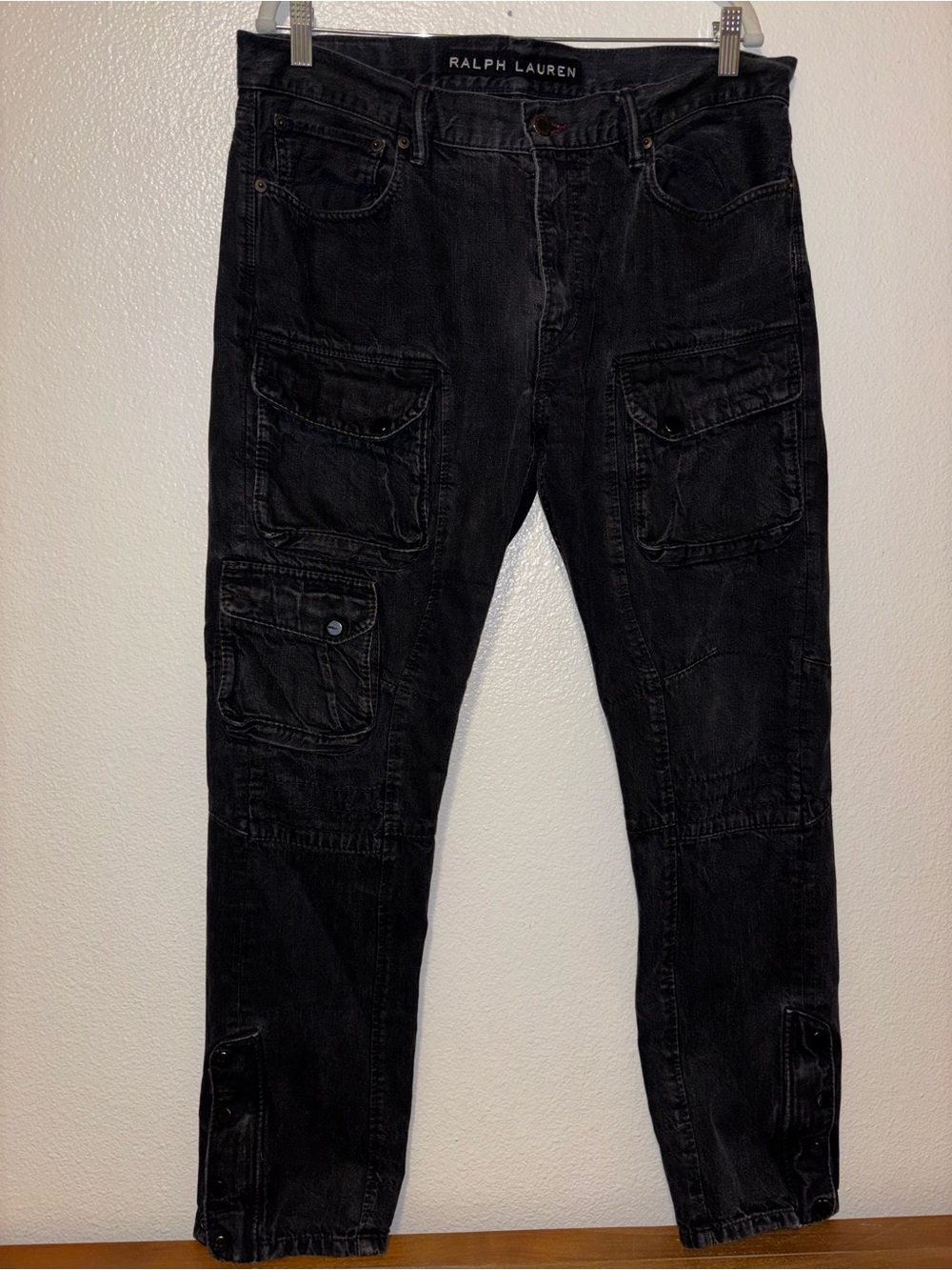 Ralph Lauren Black Label Cargo Jeans Mens 36x32 Pants Pockets Biker